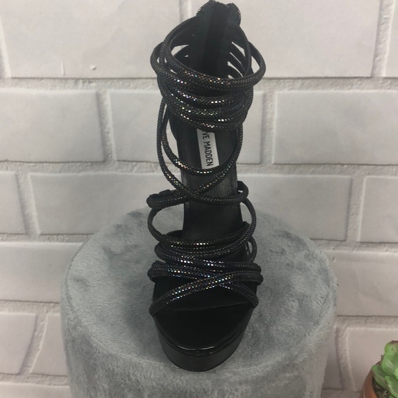 Steven Madden black Platform heels multi straps - Picture 4 of 8